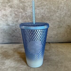 Starbucks Studded Blue Glacier Gradient Bling Ombre Cold Cup Tumbler Grande 16oz